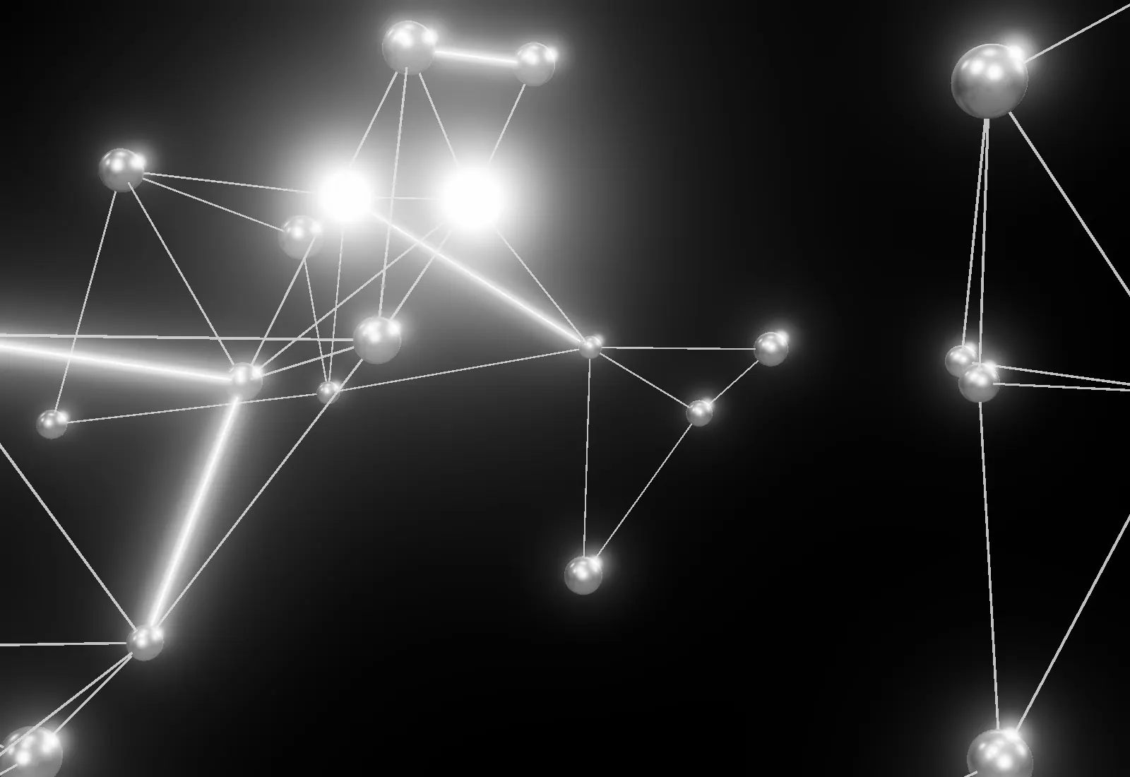 A web of silver nodes connected by fine threads, some of them glowing.